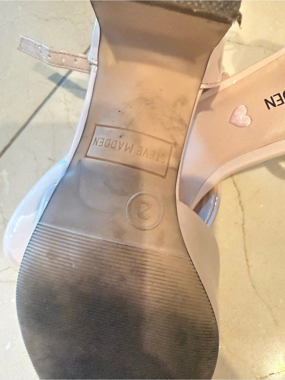 Girls Steve Madden Blush Patent Ankle Strap Low Block Heels